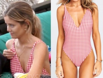 red gingham bathing suit