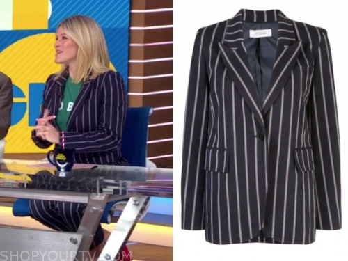 Good Morning America: August 2019 Sara Haines's Blue Striped Blazer and ...