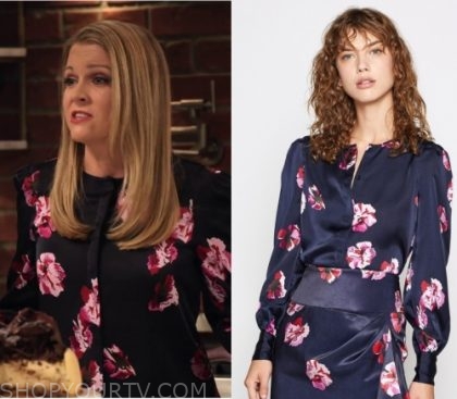 No Good Nick: Season 2 Episode 3 Liz's Black & Pink Floral Blouse ...