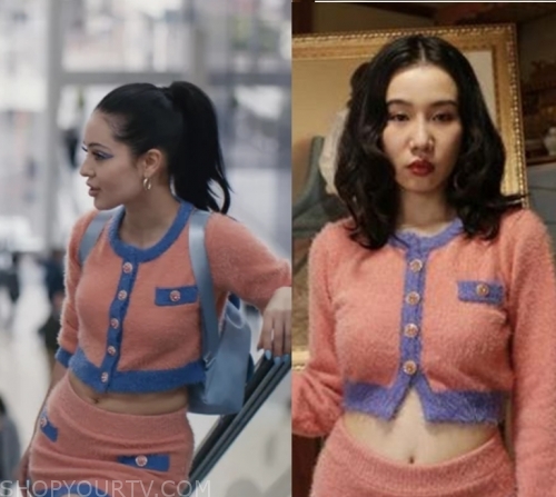 MADDY PEREZ - EUPHORIA OUTFITS … can anyone help me find this outfit?? I  love the long sleeve half torso cardigan tie front she's wearing in this  but I can't find it