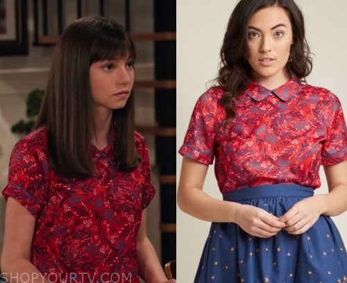 No Good Nick: Season 2 Episode 3 Molly's Pink Floral Print Collared Top ...