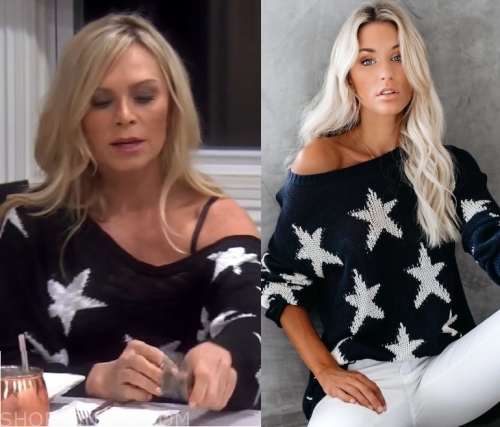 RHOOC: Season 14 Episode 1 Tamra's Black Star Print Sweater | Shop Your TV