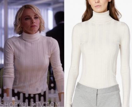 ribbed white turtleneck sweater