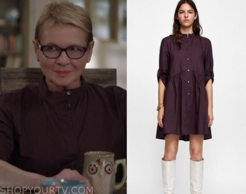 Life in Pieces: Season 4 Episode 4 Joan's Burgundy Shirt Dress | Shop ...