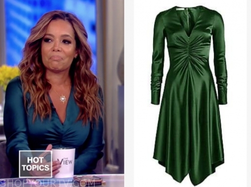 The View: September 2019 Sunny Hostin's Green Satin Ruched Dress | Shop ...