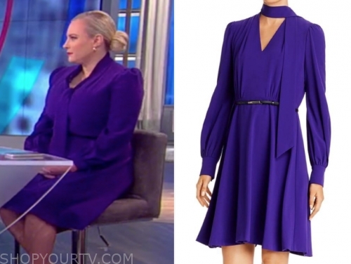 The View: September 2019 Meghan McCain's Purple Tie Neck Dress | Shop ...