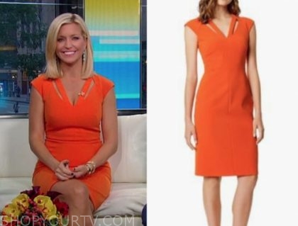 Fox and Friends: September 2019 Ainsley Earhardt's Orange V-Neck Cutout ...