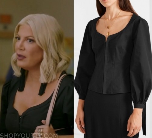 BH90210: Season 1 Episode 6 Tori's Black Off The Shoulder Top | Shop ...