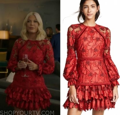 red lace ruffle dress