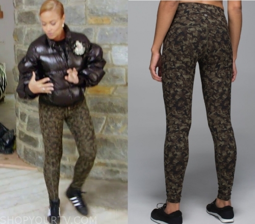 Lululemon Green camo print leggings worn by (Gizelle Bryant) in The Real  Housewives of Potomac (S04E18)