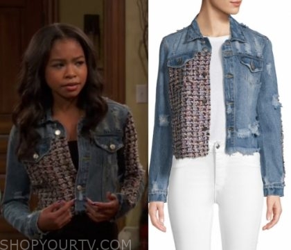 Ravens Home: Season 3 Episode 6 Nia's Denim Tweed Patch Jacket | Shop ...