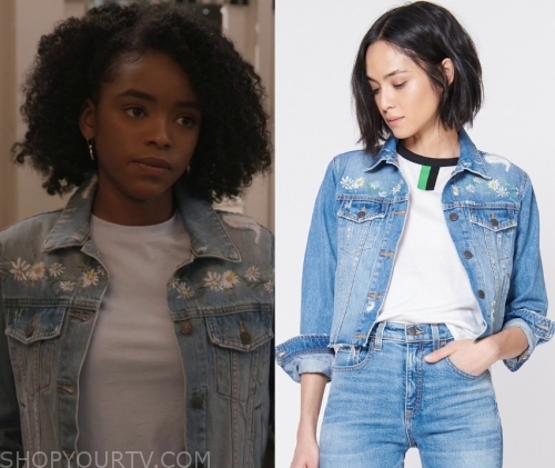 Greenleaf: Season 4 Episode 1 Zora's Daisy Embroidered Denim Jacket ...