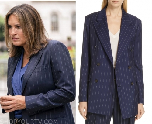 Law Order Svu Season 21 Episode 1 Olivia S Navy Pintriped Blazer Shop Your Tv