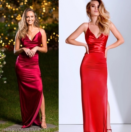 The Bachelor AU: Season 7 Episode 11 Emma's Red Cowl Neck Dress | Shop ...