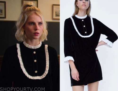 WornOnTV: Astrid's black metallic monogram print moto jacket on The  Politician, Lucy Boynton