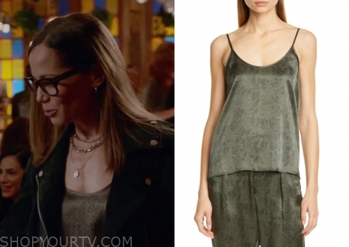 Almost Family: Season 1 Episode 1 Snake Print Silk Top | Shop Your TV