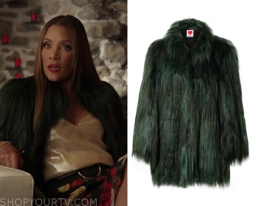 Dynasty: Season 3 Episode 1 Dominique's Green Fur Coat | Shop Your TV