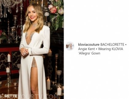 The Bachelorette Au Season 5 Episode 1 Angie S White Lace Embellished Dress Shop Your Tv