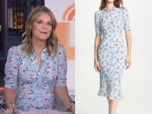 The Today Show: October 2019 Savannah Guthrie's Light Blue Floral Midi ...