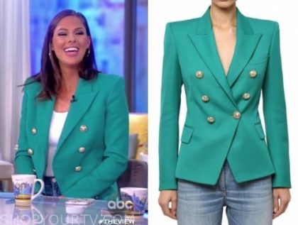 The View: October 2019 Abby Huntsman's Teal Double Breasted Blazer ...