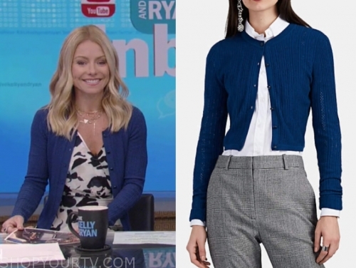 Live with Kelly and Ryan: October 2019 Kelly Ripa's Blue Cardigan ...