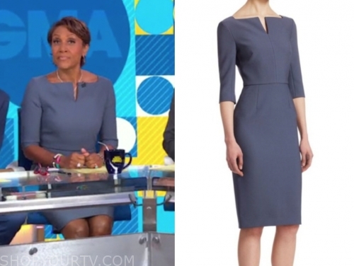 Good Morning America: October 2019 Robin Roberts's Blue Split Neck ...