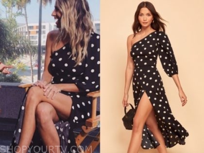 one sleeve polka dot dress