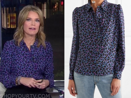 The Today Show: October 2019 Savannah Guthrie's Purple Leopard Blouse ...