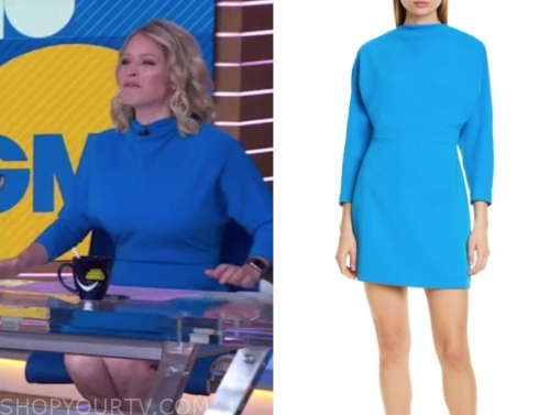 Good Morning America: October 2019 Sara Haines's Turquoise Blue Drape ...