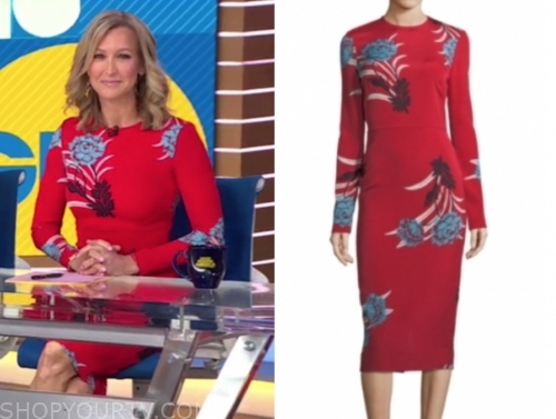 Good Morning America: October 2019 Lara Spencer's Red Floral Long ...