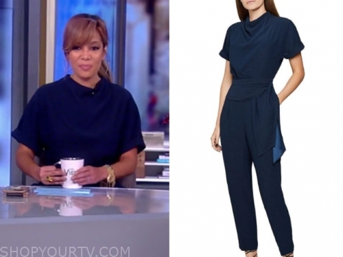 The View: October 2019 Sunny Hostin's Blue Cowl Drape Jumpsuit ...