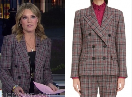 The Today Show: October 2019 Savannah Guthrie's Plaid Double Breasted ...