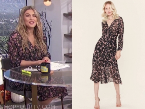 E! News: Daily Pop October 2019 Carissa Culiner's Black Floral Midi ...