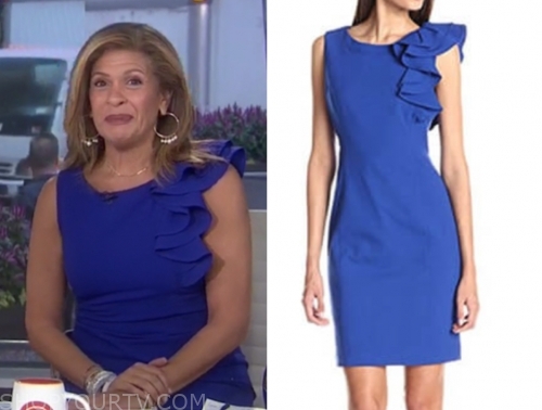 The Today Show: October 2019 Hoda Kotb's Blue Ruffle Sheath Dress ...