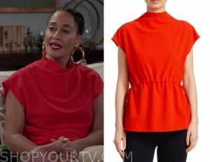 Black-ish: Season 6 Episode 2 Rainbow's Red Mock Neck Top | Fashion ...