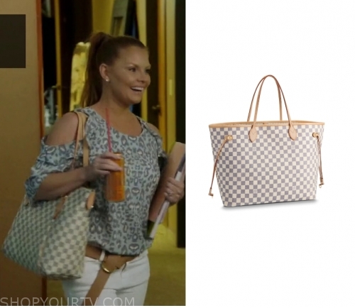 Louis Vuitton Grey and White Grid Tote Bag worn by Brandi Redmond in The  Real Housewives of Dallas Season 04 Episode 09