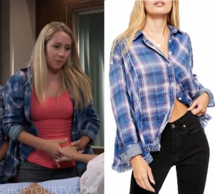 General Hospital: September 2019 Josslyn's Blue Plaid Shirt | Shop Your TV