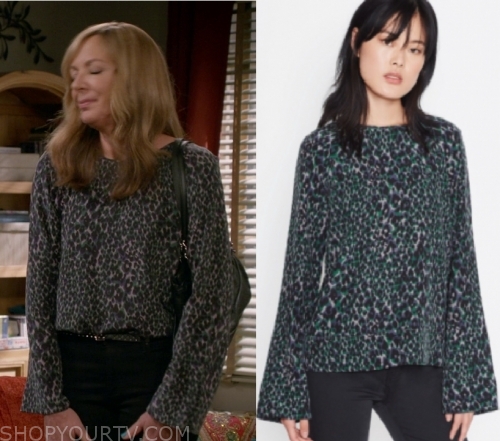 Mom: Season 7 Episode 3 Bonnie's Leopard Print Blouse | Shop Your TV