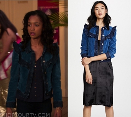 Insatiable: Season 2 Episode 1 Magnolia's Denim Ruffle Jacket | Shop ...