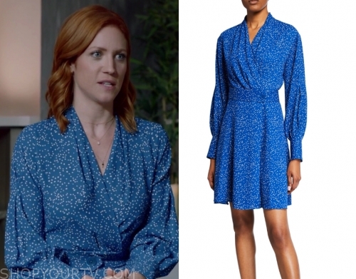 Almost Family: Season 1 Episode 3 Julia's Blue Dot Wrap Dress | Shop ...