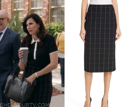 The Unicorn: Season 1 Episode 5 Delia's Window Pane Check Pencil Skirt ...