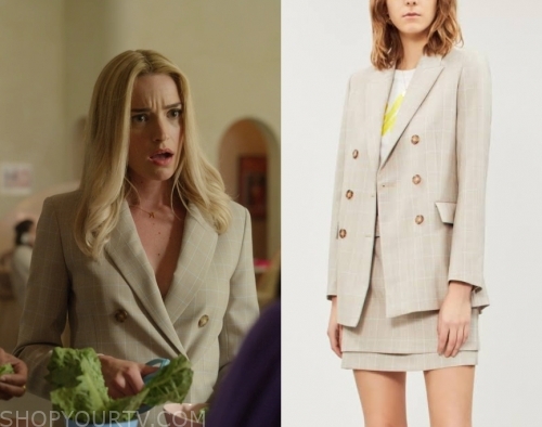 Dollface: Season 1 Episode 2 Alison's Beige Checked Blazer | Shop Your TV