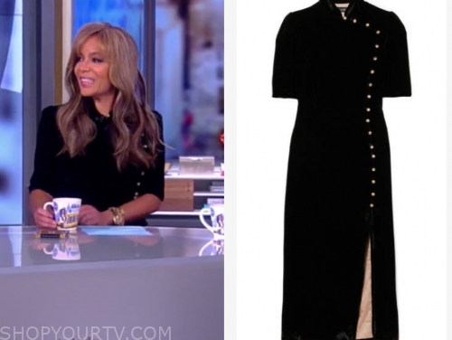 The View: November 2019 Sunny Hostin's Black Velvet Pearl Trim Dress ...