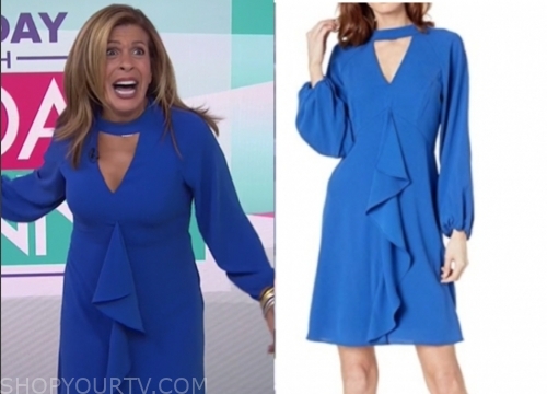 The Today Show: November 2019 Hoda Kotb's Blue Keyhole Ruffle Dress ...