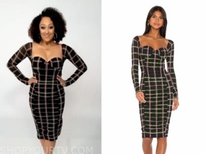 The Real: November 2019 Tamera Mowry's Black Check Dress | Shop Your TV