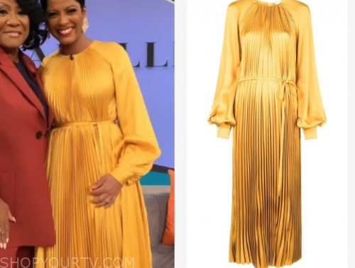 Tamron Hall Show: November 2019 Tamron Hall's Yellow Pleated Maxi Dress ...