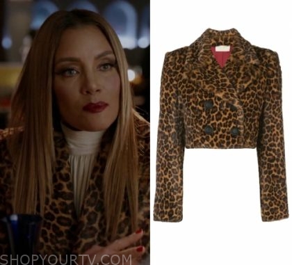 Dynasty: Season 3 Episode 6 Dominique's Leopard Cropped Jacket | Shop ...