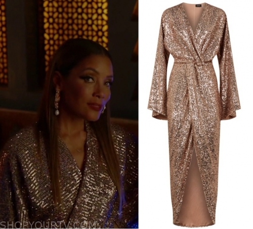 Dynasty Season Episode Dominque S Sequinned Wrap Gown Fashion Clothes Outfits And