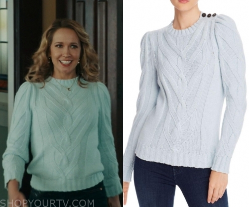 Perfect Harmony: Season 1 Episode 9 Ginny's Blue Cable Knit Sweater ...