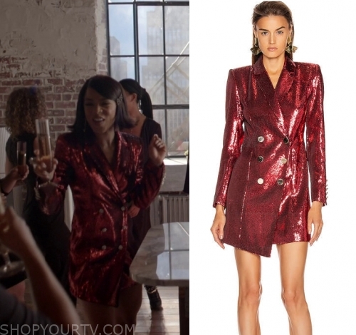 Red sequin hot sale blazer dress